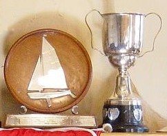 SigneT national champions trophies - Helm's trophy on the left and crew's City of Plymouth Trophy on the right